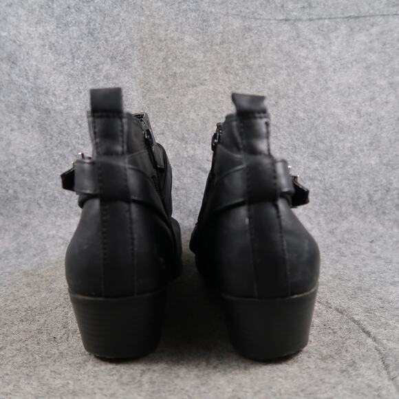 Booties Shoes Womens 9.5 Ankle Boots Casual Classic Black Western Zip Buckle - Picture 5 of 13